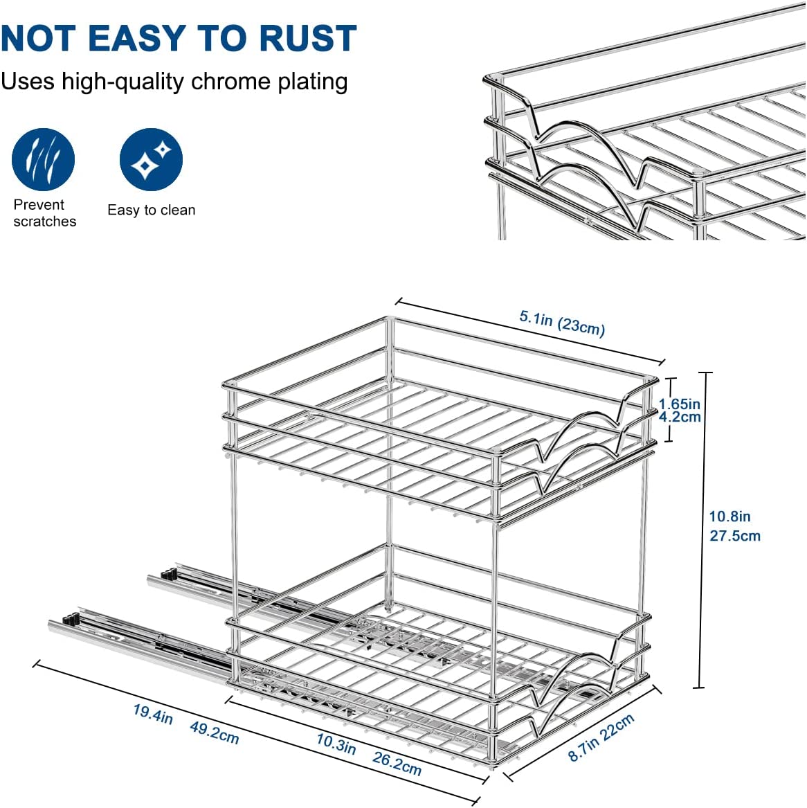 FANHAO Pull Out Spice Rack Organizer for Cabinet, Heavy Duty Slide Out Seasoning Kitchen Organizer