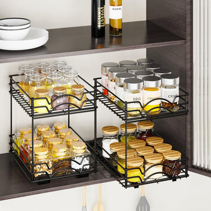FANHAO Pull Out Spice Rack， Heavy Duty Slide Out Seasoning Kitchen Organizer for Cabinet