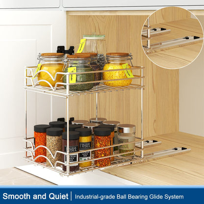FANHAO Pull Out Spice Rack Organizer for Cabinet, Heavy Duty Slide Out Seasoning Kitchen Organizer