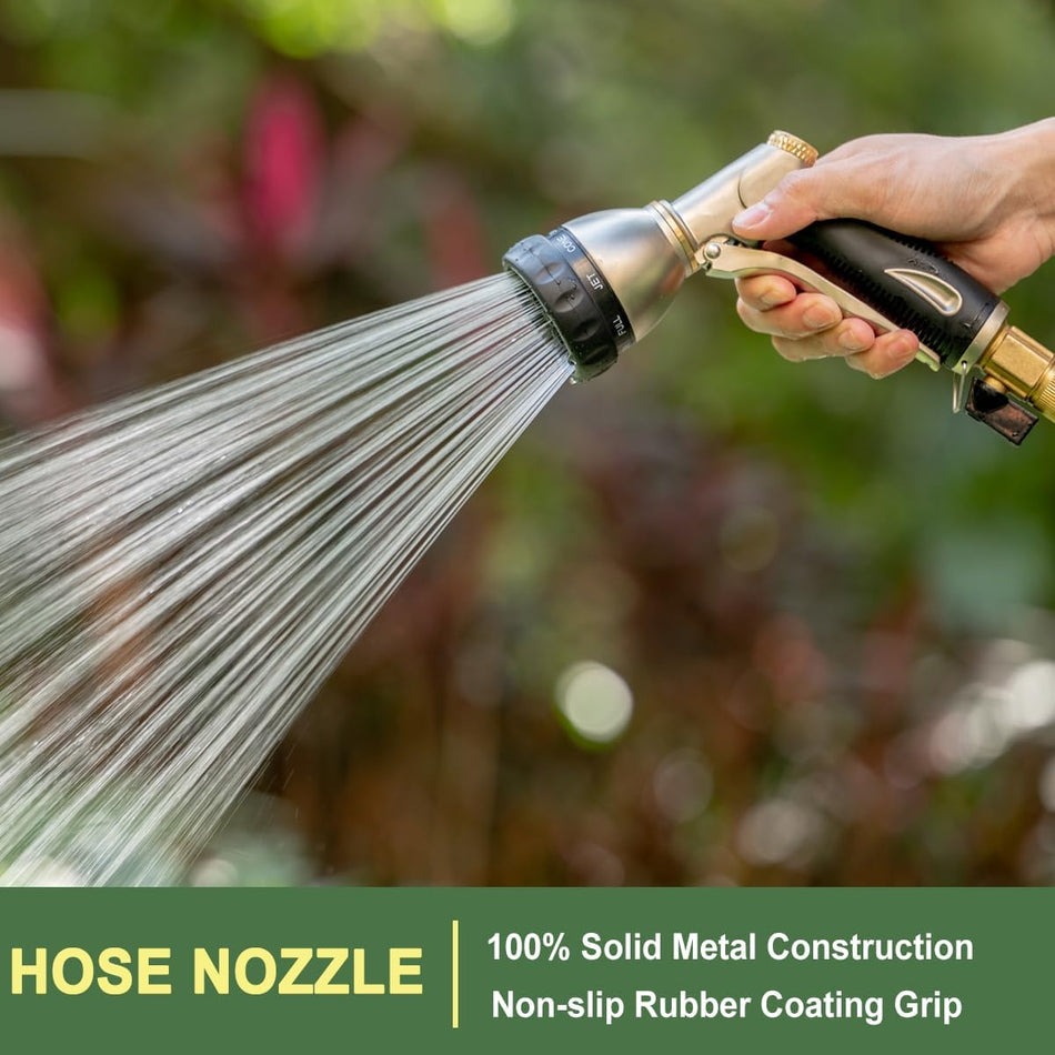 FANHAO Heavy Duty Garden Hose Nozzle, 100% Metal Water Nozzle with 8 Adjustable Spray Patterns-Black - FANHAO