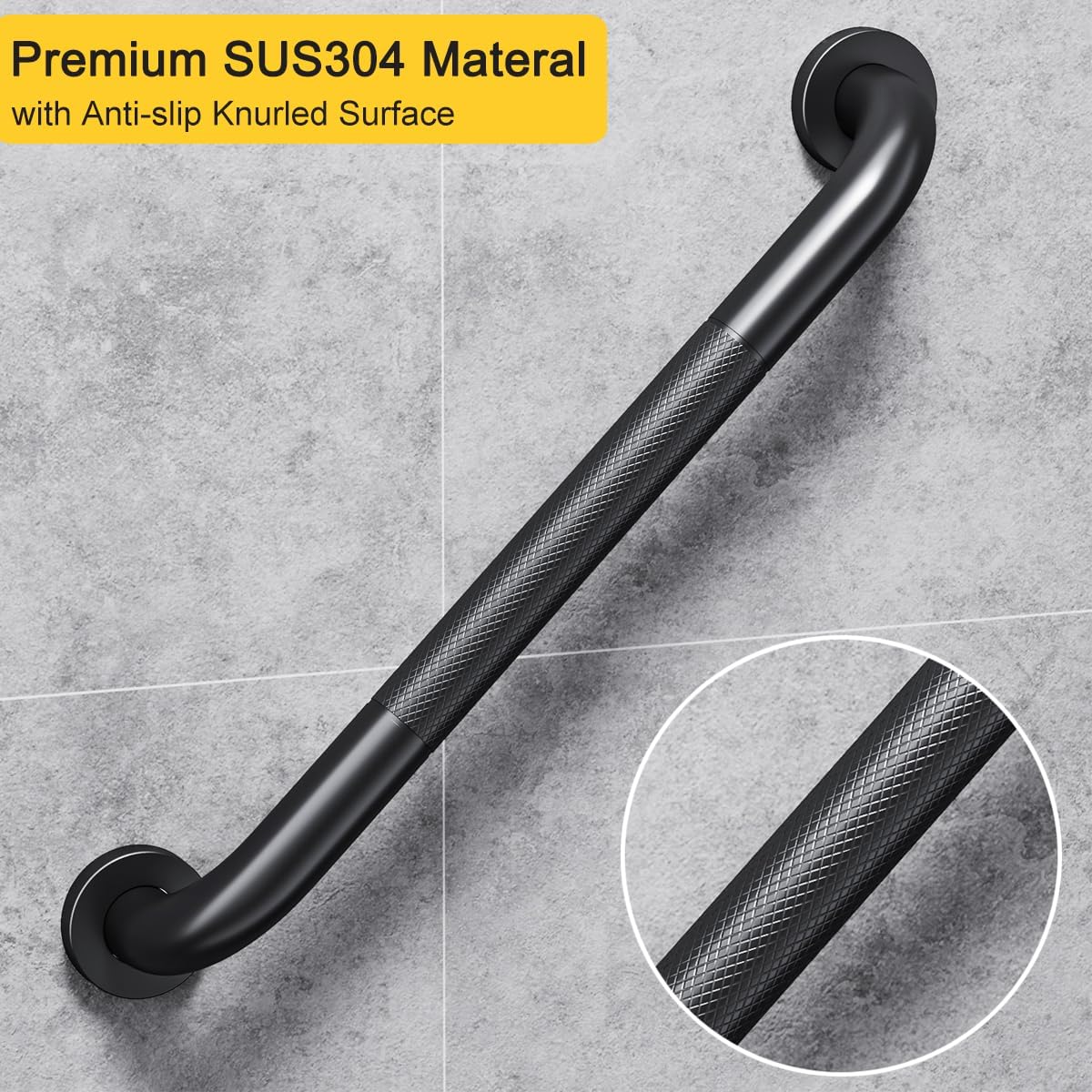 FANHAO 2 Pack Shower Grab Bar, 16 Inch Stainless Steel Bathroom Grab Bar with Anti-Slip Knurled Grip