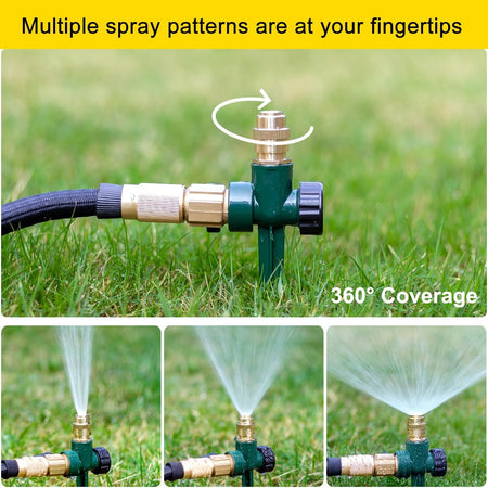 FANHAO 2 Pack Metal Lawn Sprinkler for Yard, Automatic Garden Water Sprinkler on Spike Base - FANHAO