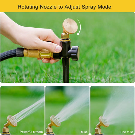 FANHAO 2 Pack Metal Lawn Sprinklers – Adjustable Brass Nozzle, Spike Base - FANHAO