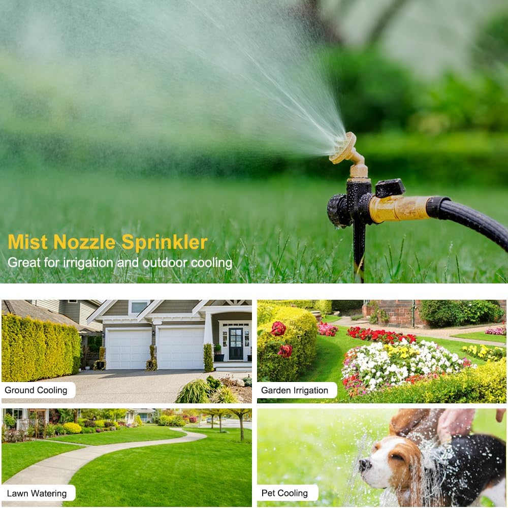 garden irrigation spray nozzles FANHAO 2 Pack Metal Lawn Sprinklers – Adjustable Brass Nozzle, Spike Base