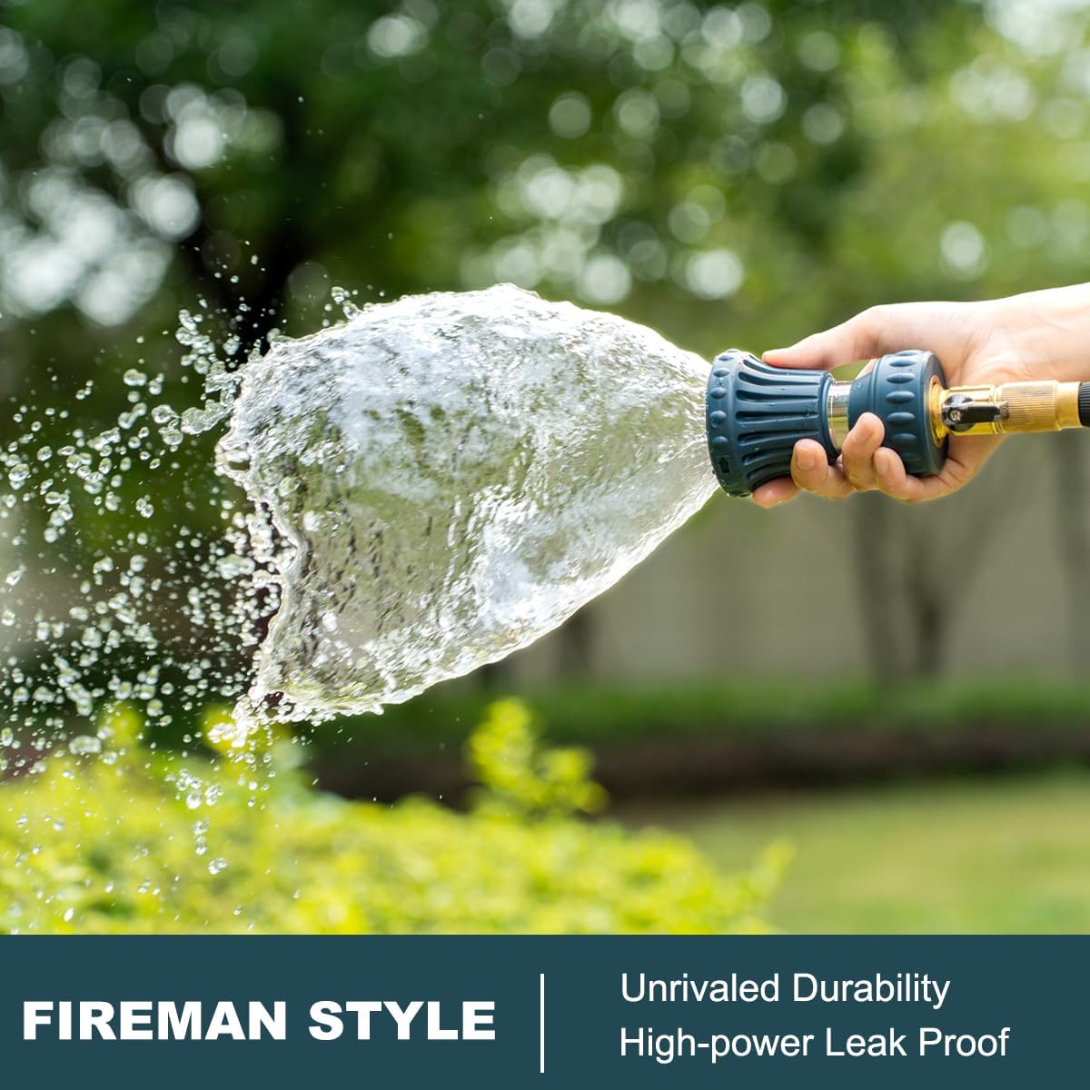 FANHAO High Power Adjustable Fireman Style Garden Hose Nozzle - Blue - FANHAO