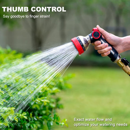 FANHAO Heavy Duty Thumb Control Garden Hose Nozzle - 9 Spray Modes - FANHAO