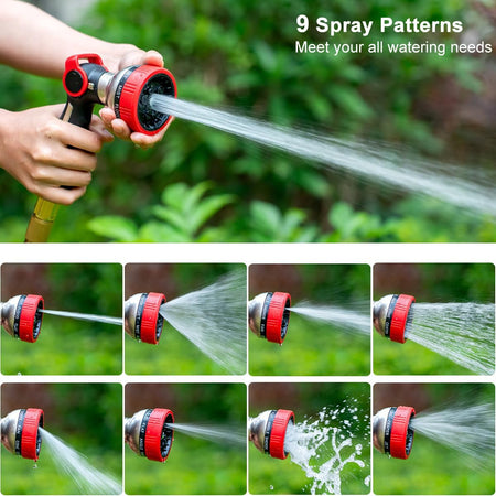 FANHAO Heavy Duty Thumb Control Garden Hose Nozzle - 9 Spray Modes - FANHAO