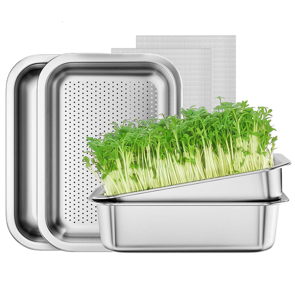 FANHAO 2-Pack Stainless Steel Sprouting Tray - FANHAO