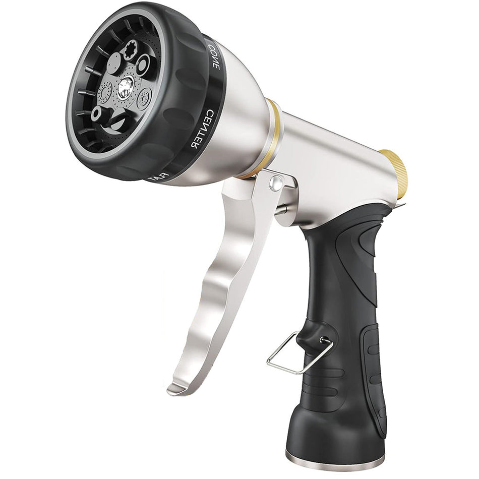 FANHAO Heavy-Duty Metal Hose Nozzle - 7 Spray Patterns, Ergonomic Grip - FANHAO