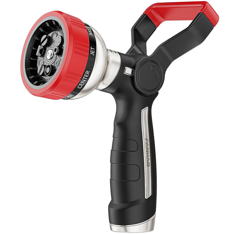 FANHAO Heavy Duty Fireman Style Garden Hose Nozzle - 9 Spray Modes - FANHAO
