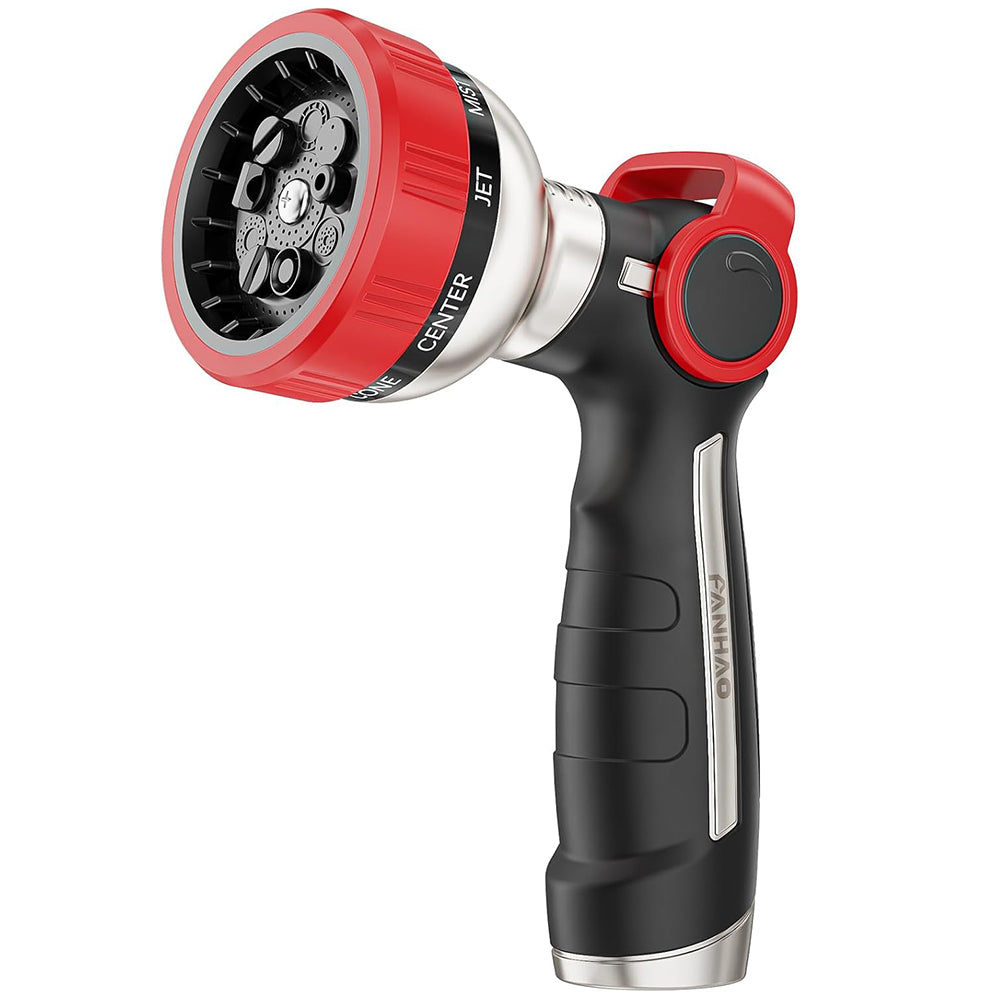 FANHAO Heavy Duty Thumb Control Garden Hose Nozzle - 9 Spray Modes - FANHAO