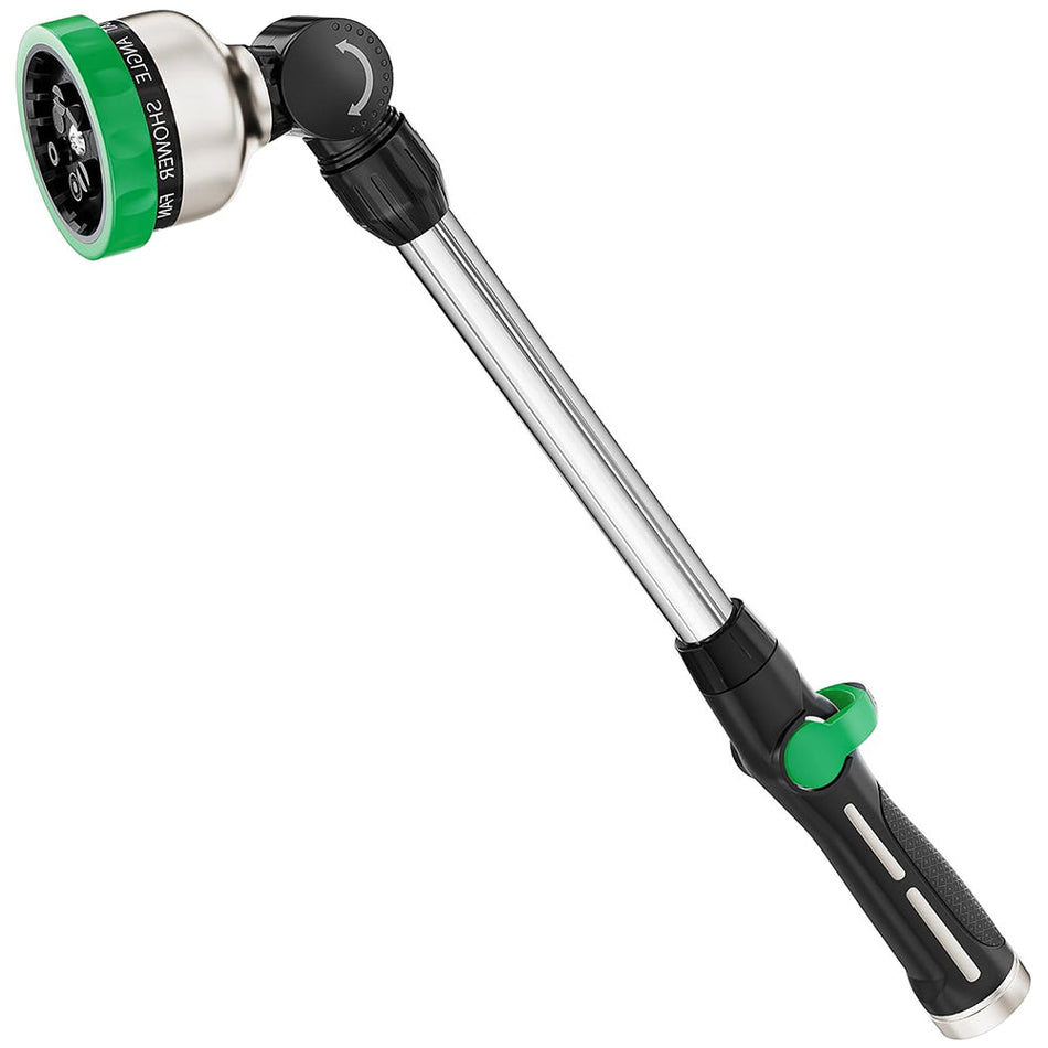 FANHAO Metal Watering Wand, 16-Inch Heavy Duty Garden Hose Wand with 9 Spray Patterns-‎Green - FANHAO