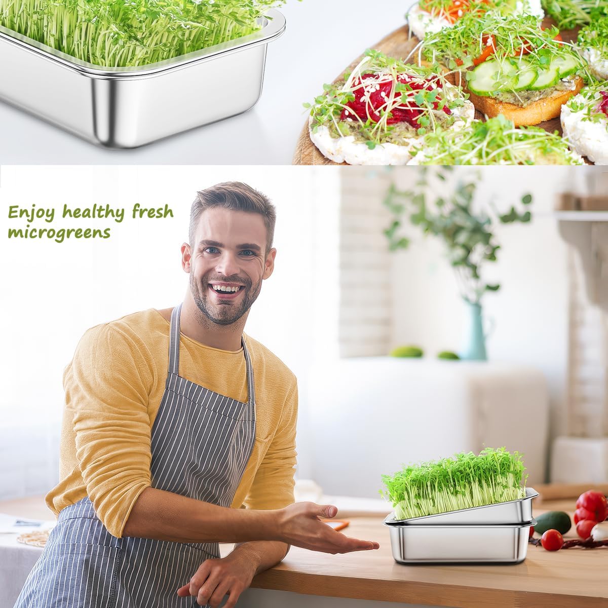 FANHAO 2-Pack Stainless Steel Sprouting Tray - FANHAO