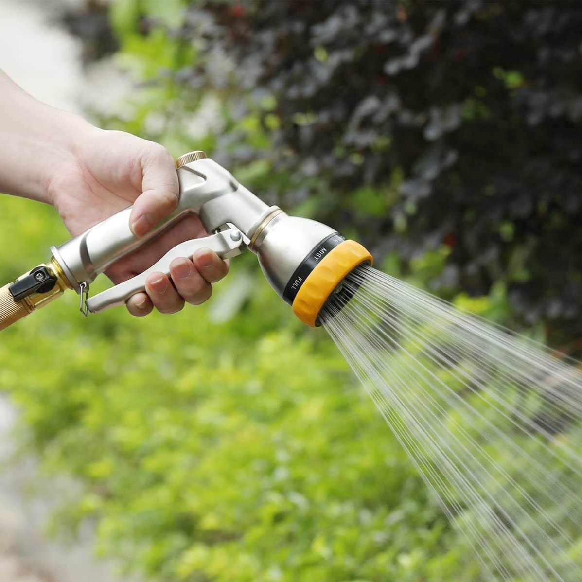 fanhao garden hose nozzle sprayer Fanhao Garden Hose Nozzle Heavy Duty, 100% Metal Spray Nozzle High Pressure Water Hose Nozzle With 7 Patterns for Wateri