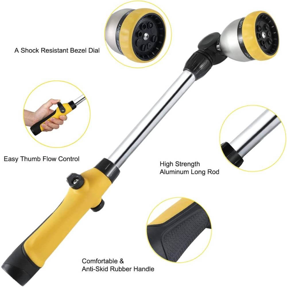FANHAO 16 Inches 8-Pattern Garden Watering Wand-Yellow - FANHAO