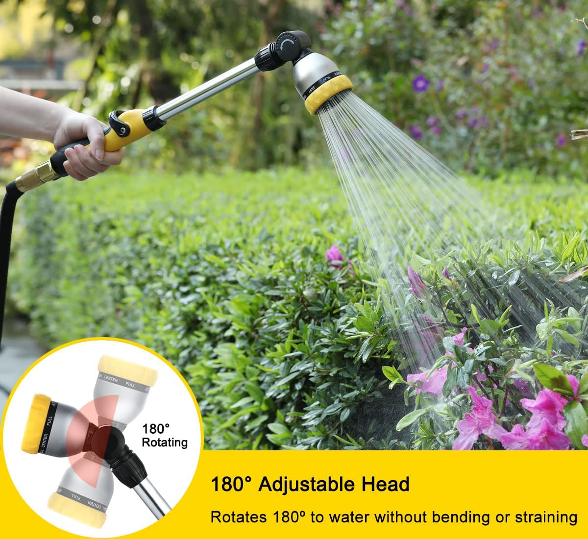 FANHAO 16 Inches 8-Pattern Garden Watering Wand-Yellow - FANHAO