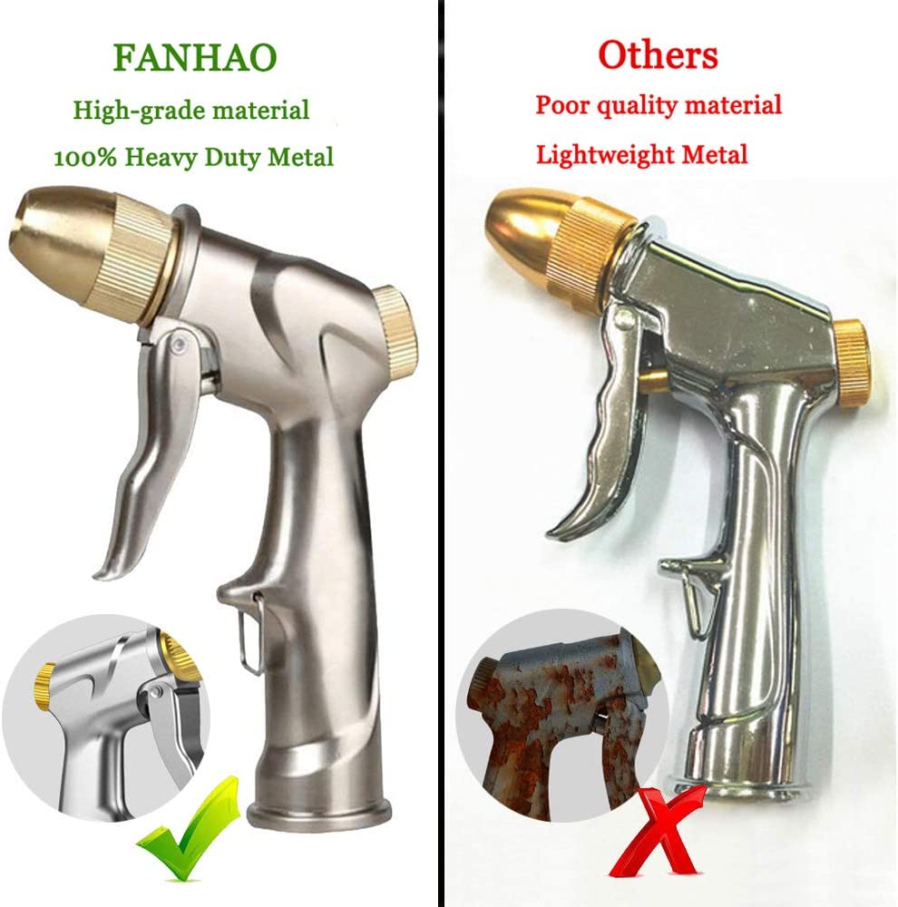 FANHAO Upgraded Heavy Duty Metal 4-Pattern Hose Nozzle Sprayer - FANHAO