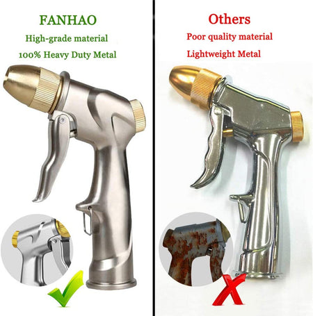 FANHAO Upgraded Heavy Duty Metal 4-Pattern Hose Nozzle Sprayer - FANHAO