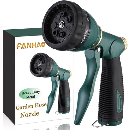 FANHAO Garden Hose Nozzle Sprayer, 100% Heavy Duty Metal Spray Nozzle with 7 Spray Patterns