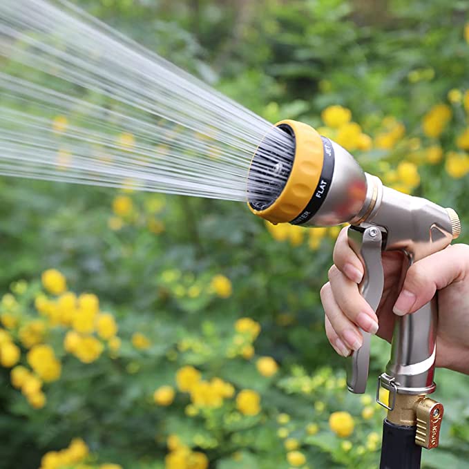 FANHAO Garden Hose Nozzle Sprayer, 100% Heavy Duty Metal Spray Nozzle with 7 Spray Patterns