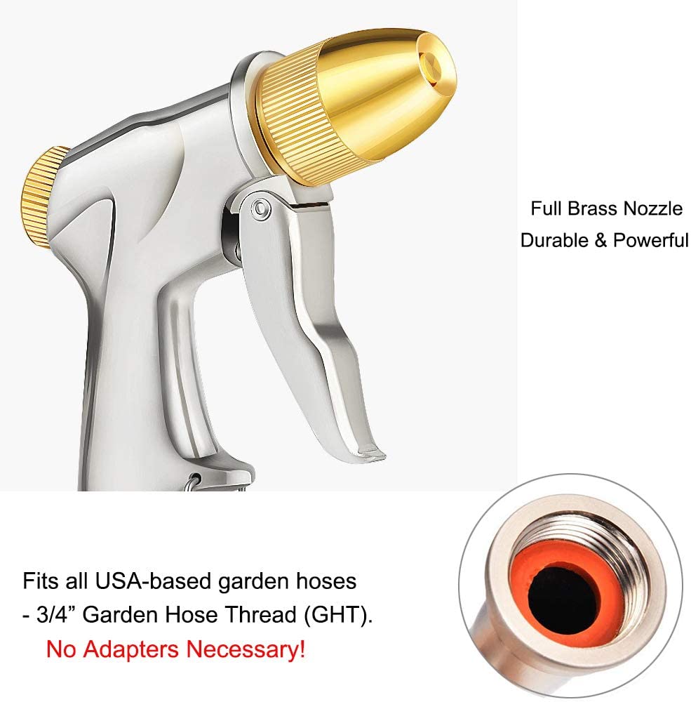 FANHAO Upgraded Heavy Duty Metal 4-Pattern Hose Nozzle Sprayer - FANHAO