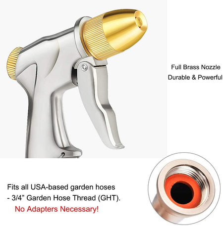 FANHAO Upgraded Heavy Duty Metal 4-Pattern Hose Nozzle Sprayer - FANHAO