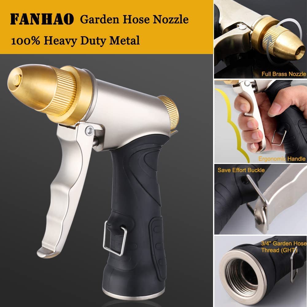 fanhao garden hose spray gun FANHAO Heavy Duty Metal Spray Nozzle High Pressure Water Nozzle with 4 Patterns