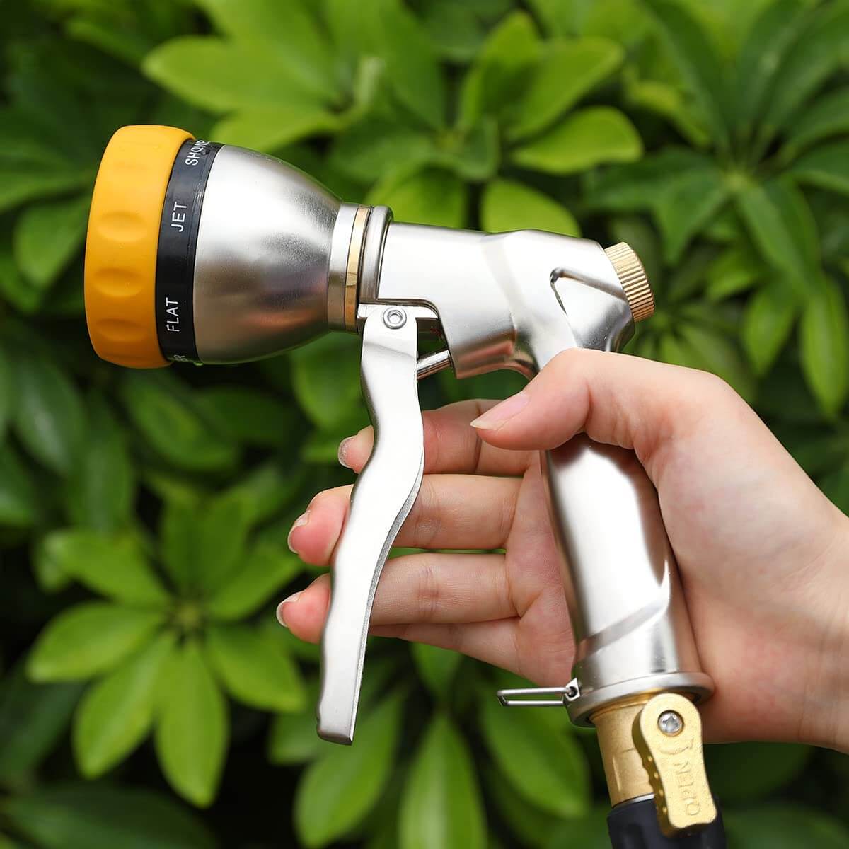 FANHAO Garden Hose Nozzle Sprayer, 100% Heavy Duty Metal Spray Nozzle with 7 Spray Patterns