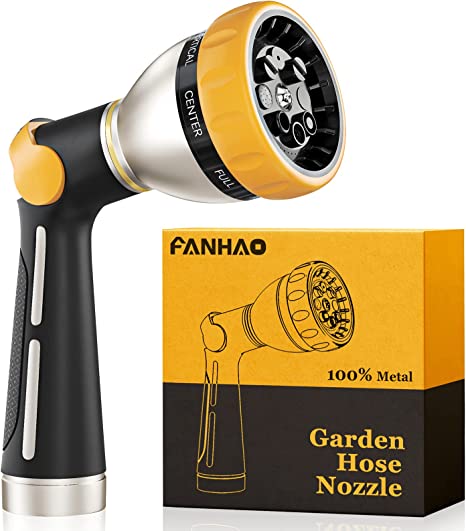 FANHAO Garden Hose Nozzle,100% Heavy Duty Metal Spray Nozzle with Thumb Control