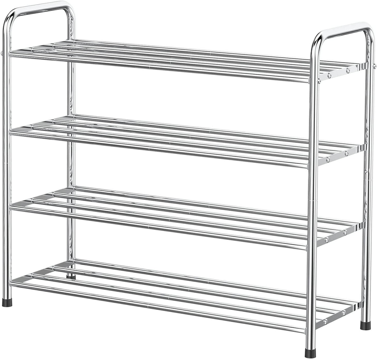 FANHAO 4-Tier Shoe Rack, 100% Stainless Steel Shoe Storage Organizer-‎Silver